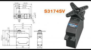 Серво Futaba -S3174SV (7,4в) -S.Bus2  0.16с / 4.3кг, мини, цифр., прогр.